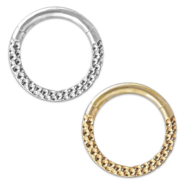 Segmentring Clicker Scharnier Titan G23 Septum Nase Piercing Ring gehämmert Z584